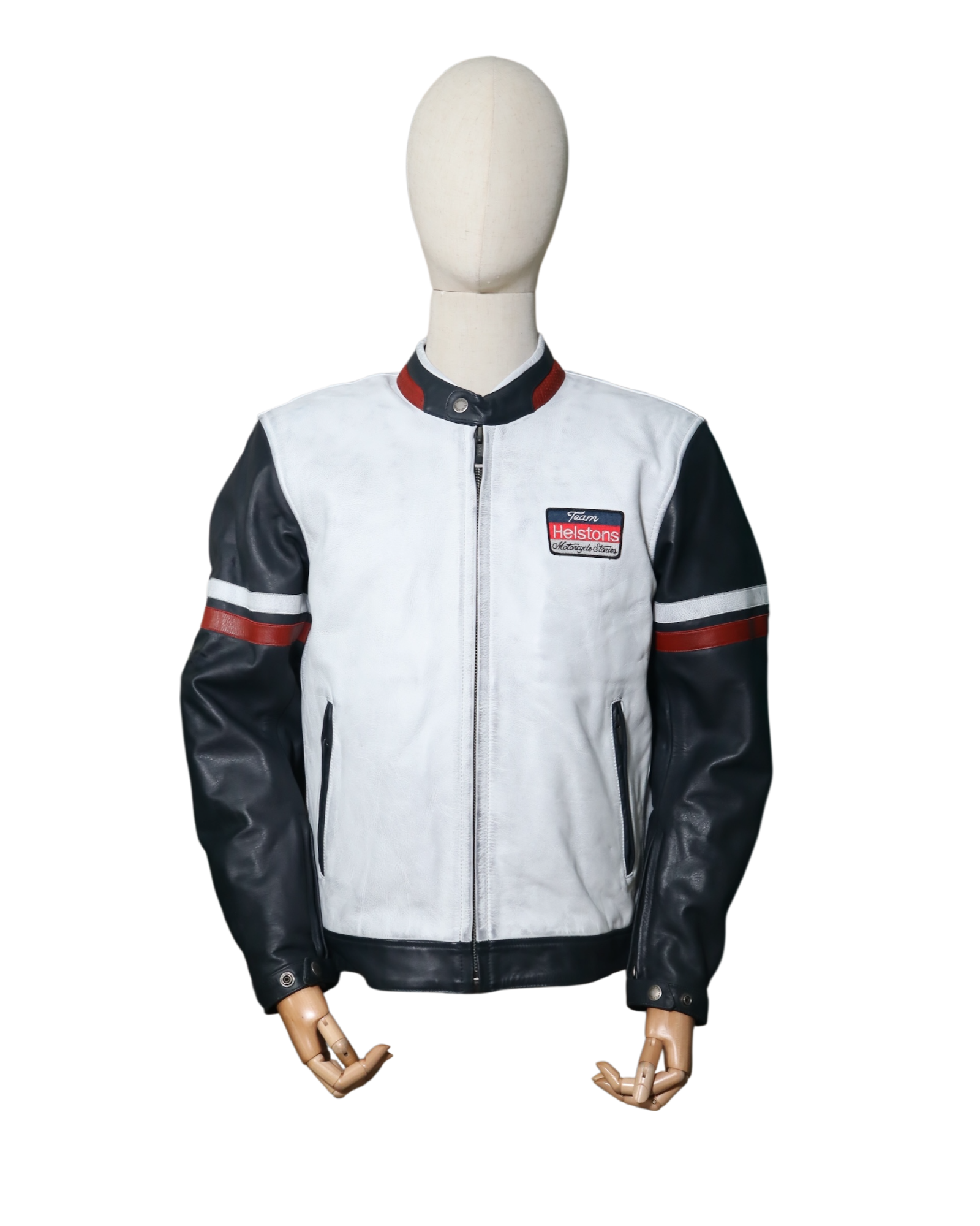 HELSTONS V SERIE CUIR RAG BLEU BLANC - L
