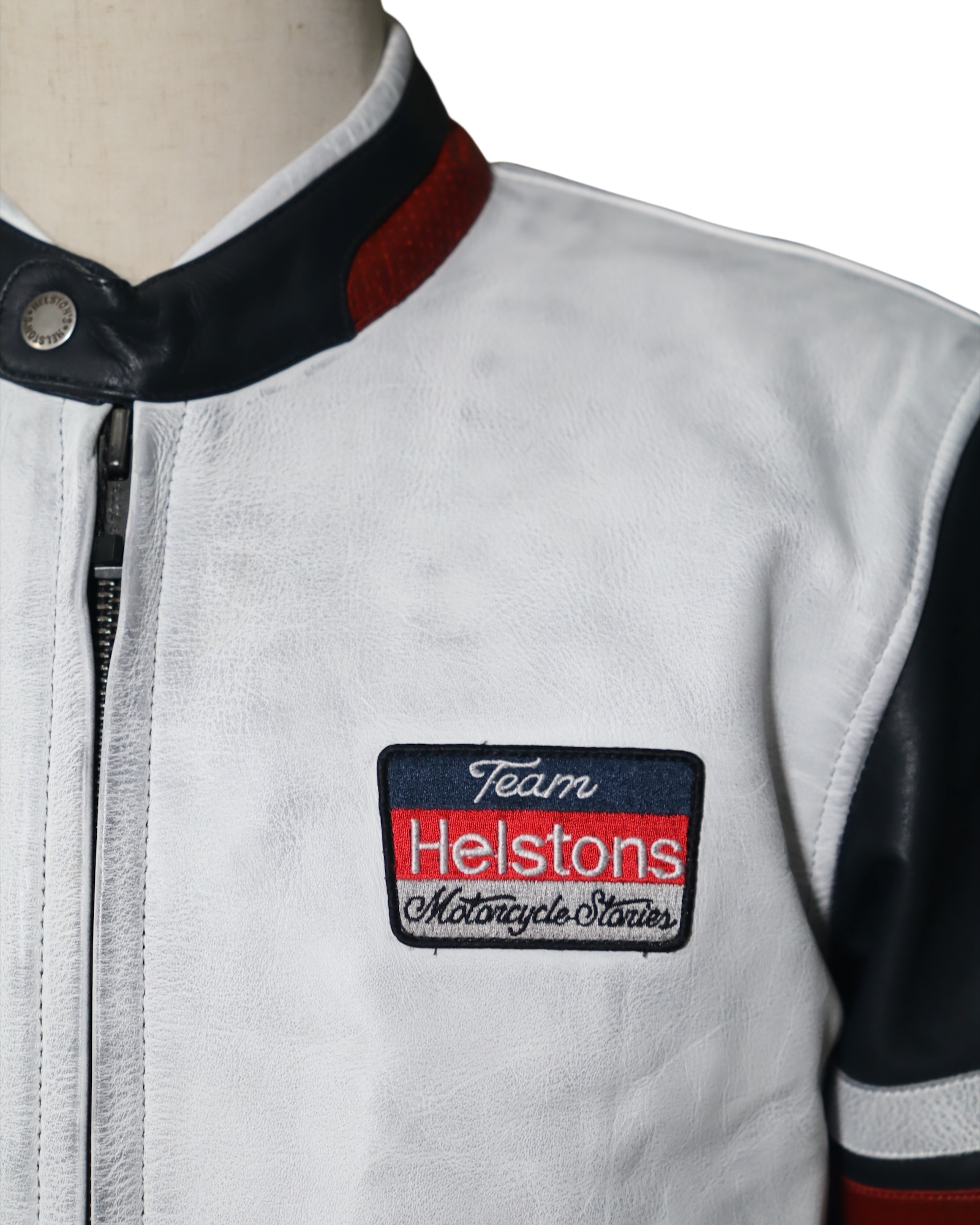 HELSTONS V SERIE CUIR RAG BLEU BLANC - L
