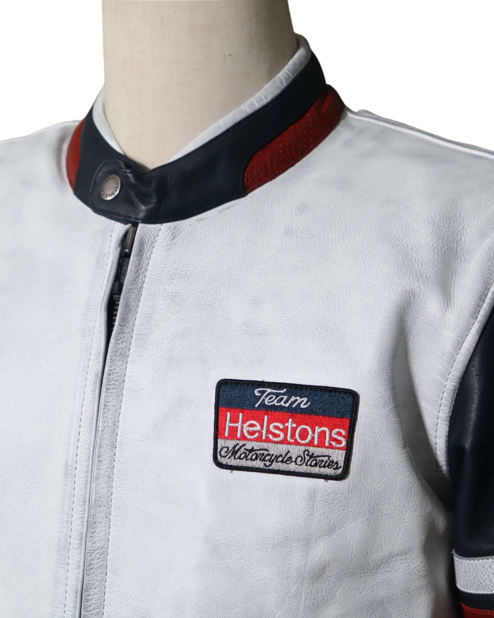 HELSTONS V SERIE CUIR RAG BLEU BLANC - L