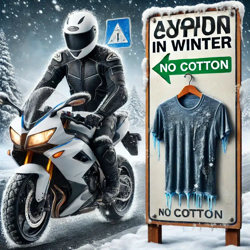 éviter le coton en hiver a moto