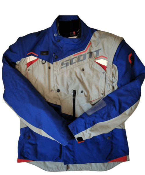 Veste moto Scott bleu et gris homme taille s offre fonctionnalité confort avec sa doublure imperméable et ses systèmes d'aérations