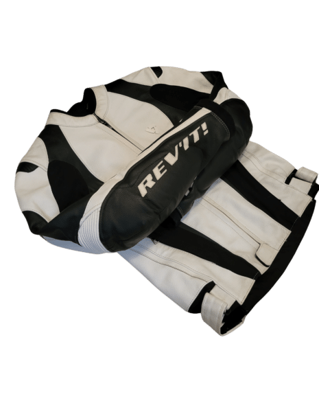 blouson en cuir revit blanc et noir femme XS occasion