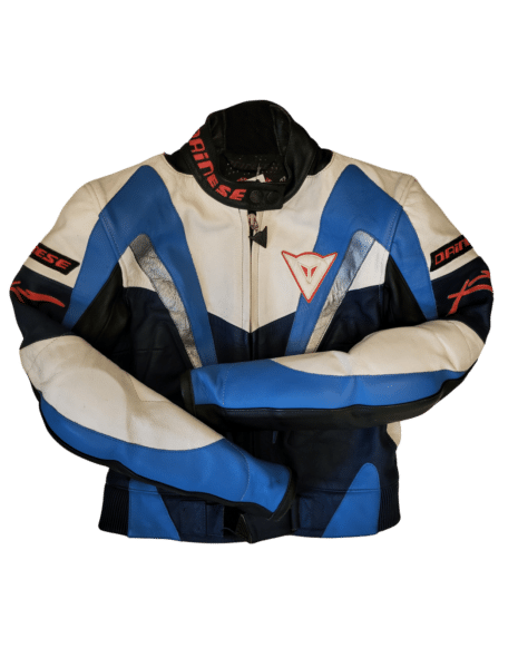 Blouson cuir Dainese blanc bleu femme S occasion