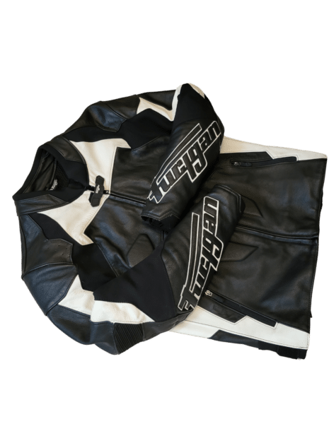 Blouson en cuir Furygan noir et crème homme M avec protections