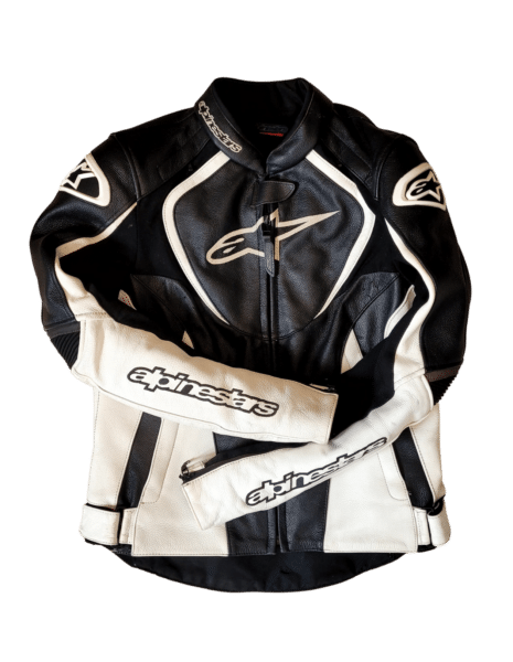 cuir alpinestars reconditionné noir et blanc