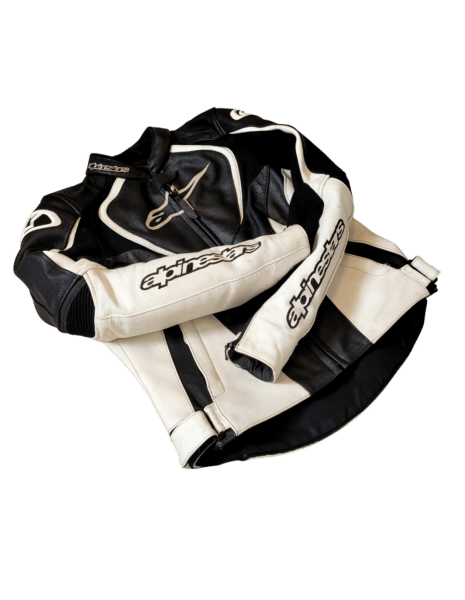 cuir alpinestars reconditionné noir et blanc