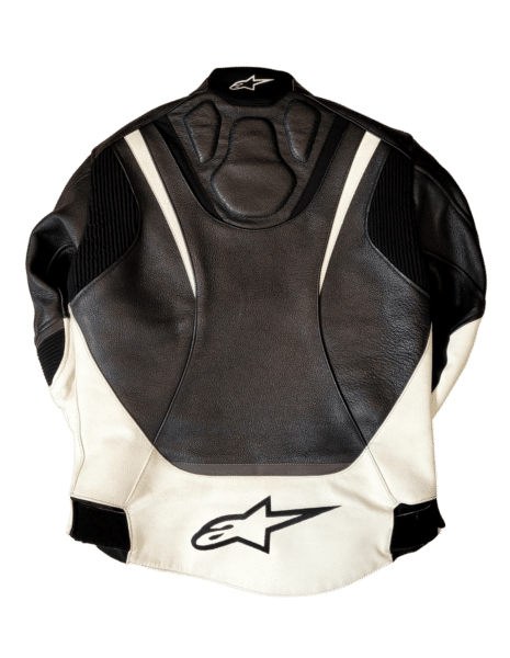 cuir alpinestars reconditionné noir et blanc