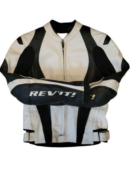 blouson en cuir revit blanc et noir femme XS occasion