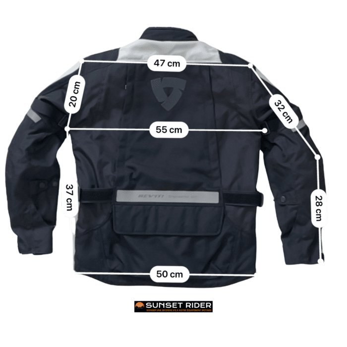 Mesures en cm Veste moto textile Rev’it! XS homme
