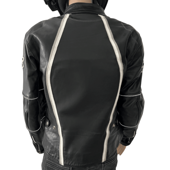 Blouson moto Helstons femme en cuir taille M, protections CE, style rétro, doublure amovible, bon état.
