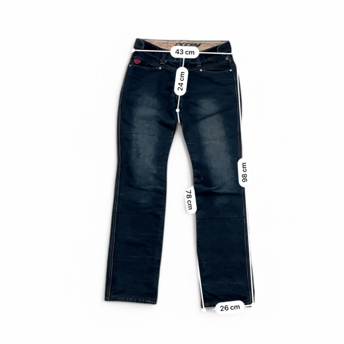 Mesures et guide des tailles en cm Jean moto Ixon Jessie M Femme – Seconde main – Bon état