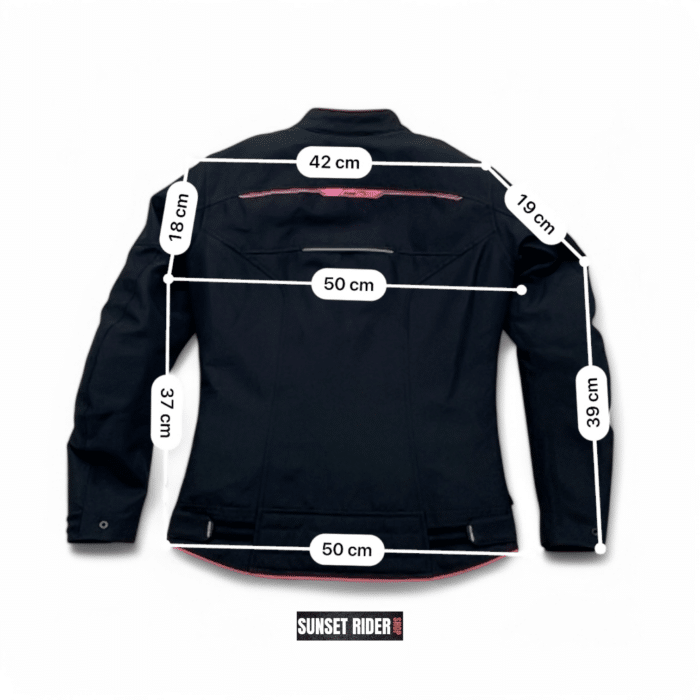 Mesures et guide taille Veste moto ixon rose et noir femme seconde main taille S
