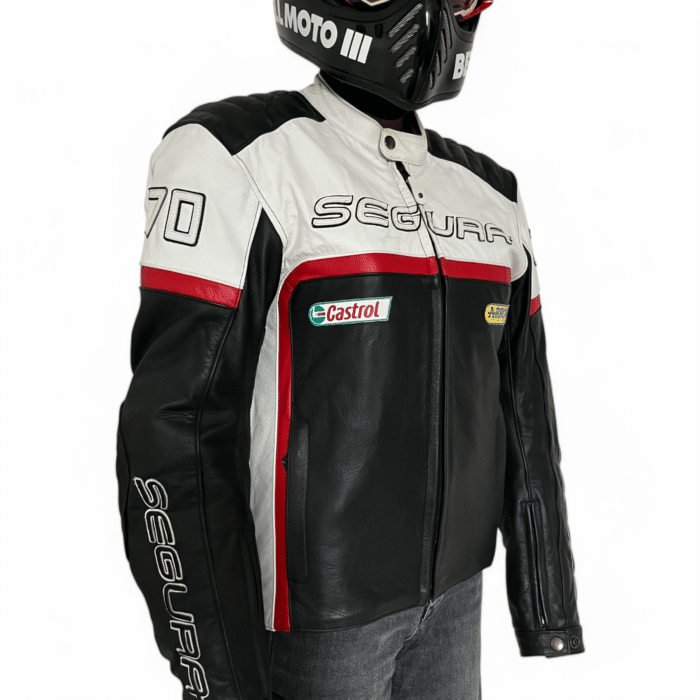 Blouson cuir vintage Segura 70 Castrol S Femme – Seconde main – Très bon état