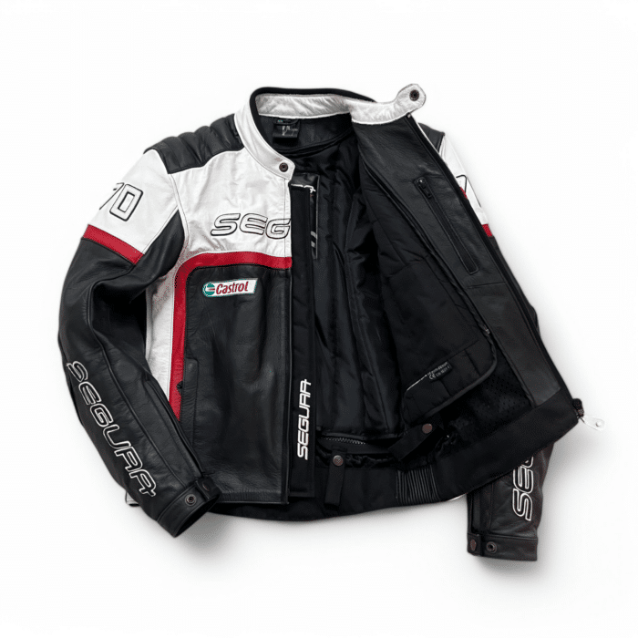 Blouson cuir vintage Segura 70 Castrol S Femme – Seconde main – Très bon état