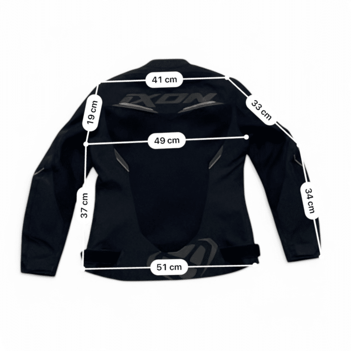 Mesures et guide des tailles en cm Veste textile IXON DRACO LADY M – Seconde main – Excellent état