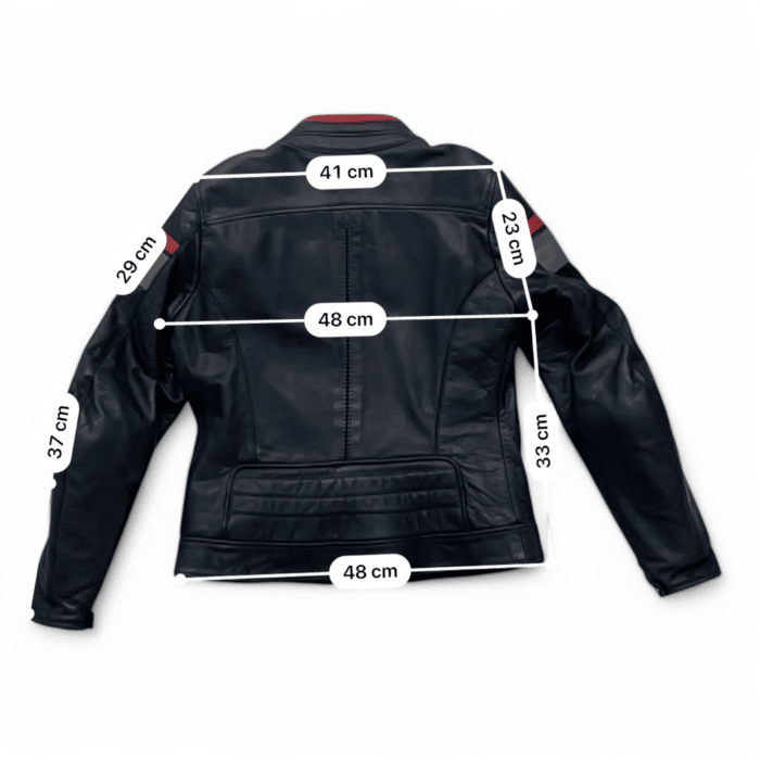 Mesures et guide des tailles en cm Blouson moto cuir Dainese M/44 Femme – Seconde main – Très bon état
