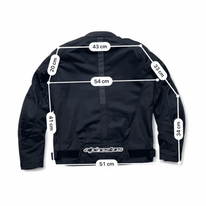Guide taille et mesure en cm La veste moto textile Alpinestars T-SP X Super Air seconde main en taille M pour homme