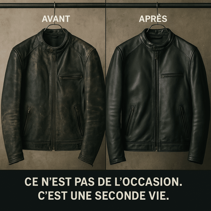 reconditonnement cuir moto avant/apres