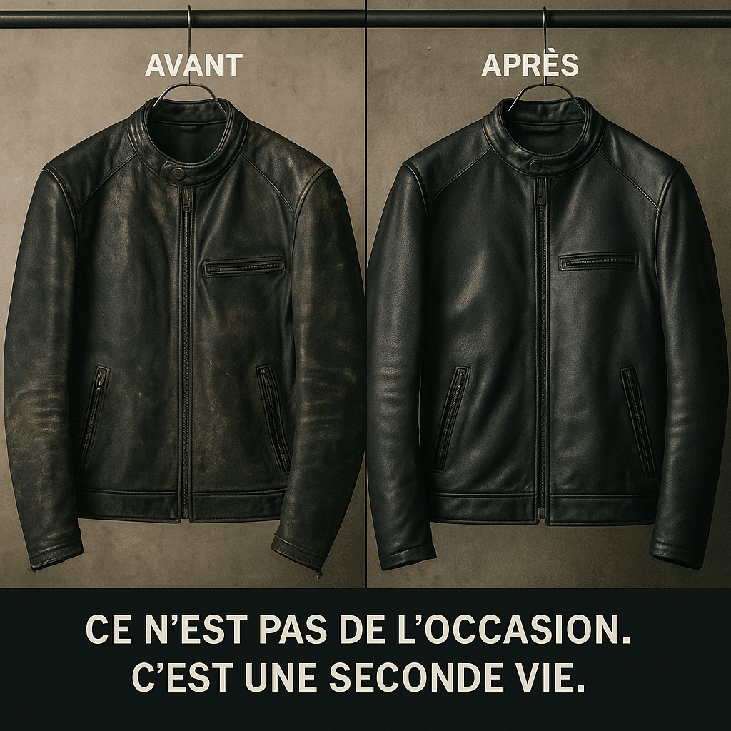 reconditonnement cuir moto avant/apres