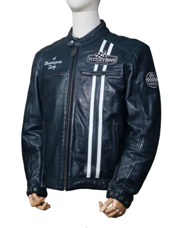 Cuir Helstons Indy occasion moto blouson bleu